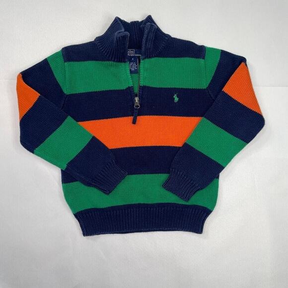 Polo by Ralph Lauren Kids Striped Sweater - Navy, Green, Orange - Picture 1 of 5